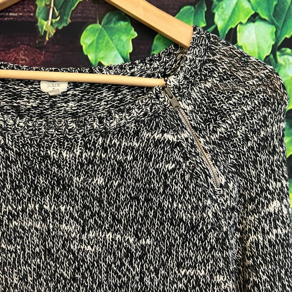 J Crew Crewneck Sweater Womens Small Knit Long Sleeve Black Gray White Cotton - Picture 2 of 7
